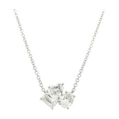 Alexander Beverly Hills 1.30ct Mixed Diamond Pendant Necklace 18k White Gold