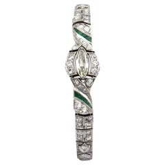 Bracelet Art Déco 3.51 ct Diamond Emerald Platinum circa 1920