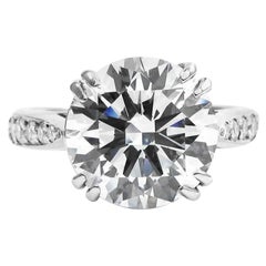 Bague avec pavé en diamant rond certifié GIA de 2,41 carats, couleur D, clarté VVS1