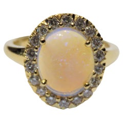 NWT 7, 800 Rare 18kt Fancy Large Glittering Ethiopian Opal Diamond Halo Ring