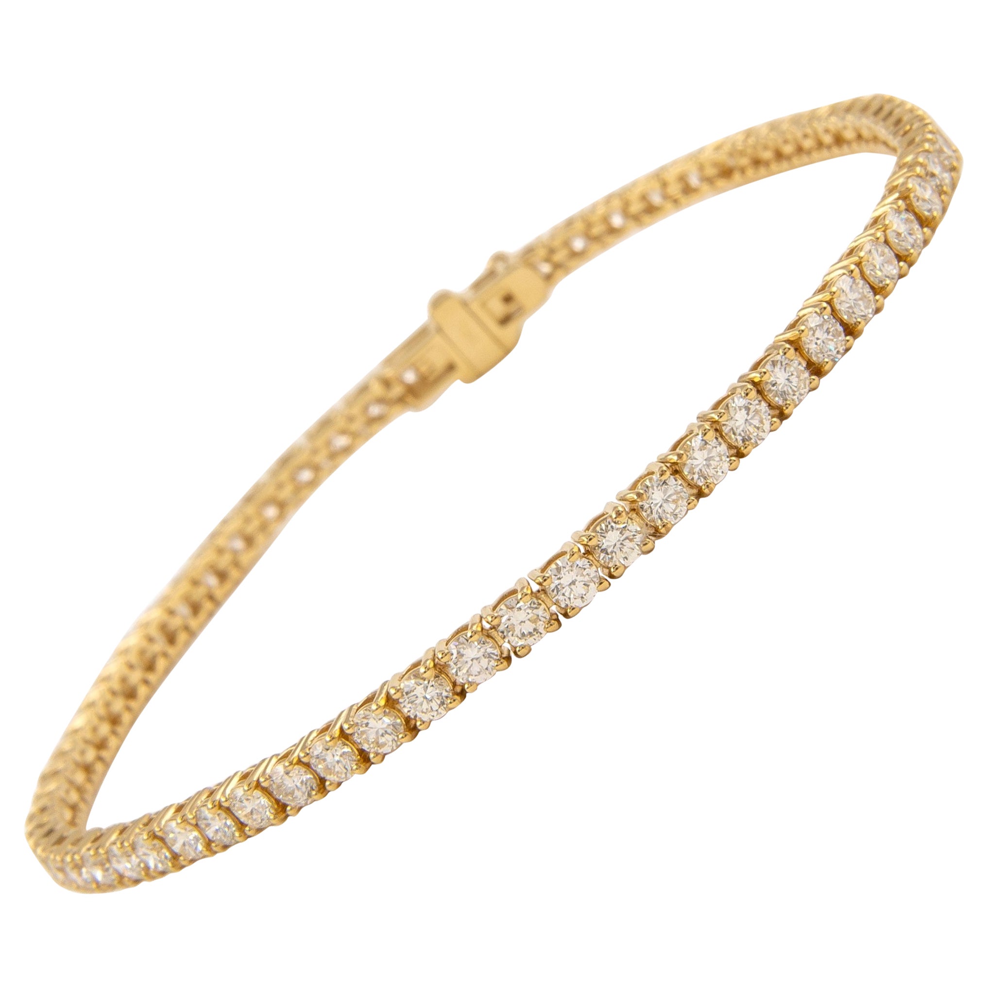 Alexander Beverly Hills Bracciale tennis con diamanti da 4,08 carati in oro giallo 18 carati in vendita