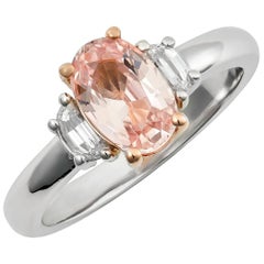 Ungeheizte Padparadscha Saphir Edelstein 1,61 cts in Platin Ring w 18KRG & DIAS