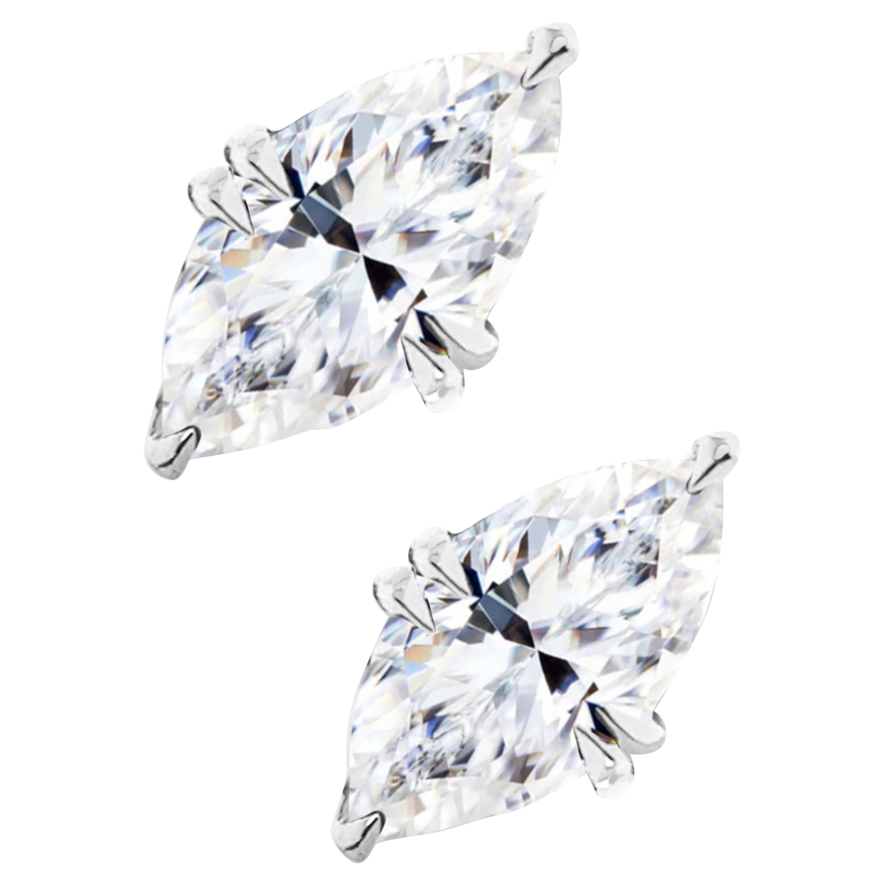 Diamante talla marquesa Icono Croc Stud  Pendientes de oro blanco de 18 ct