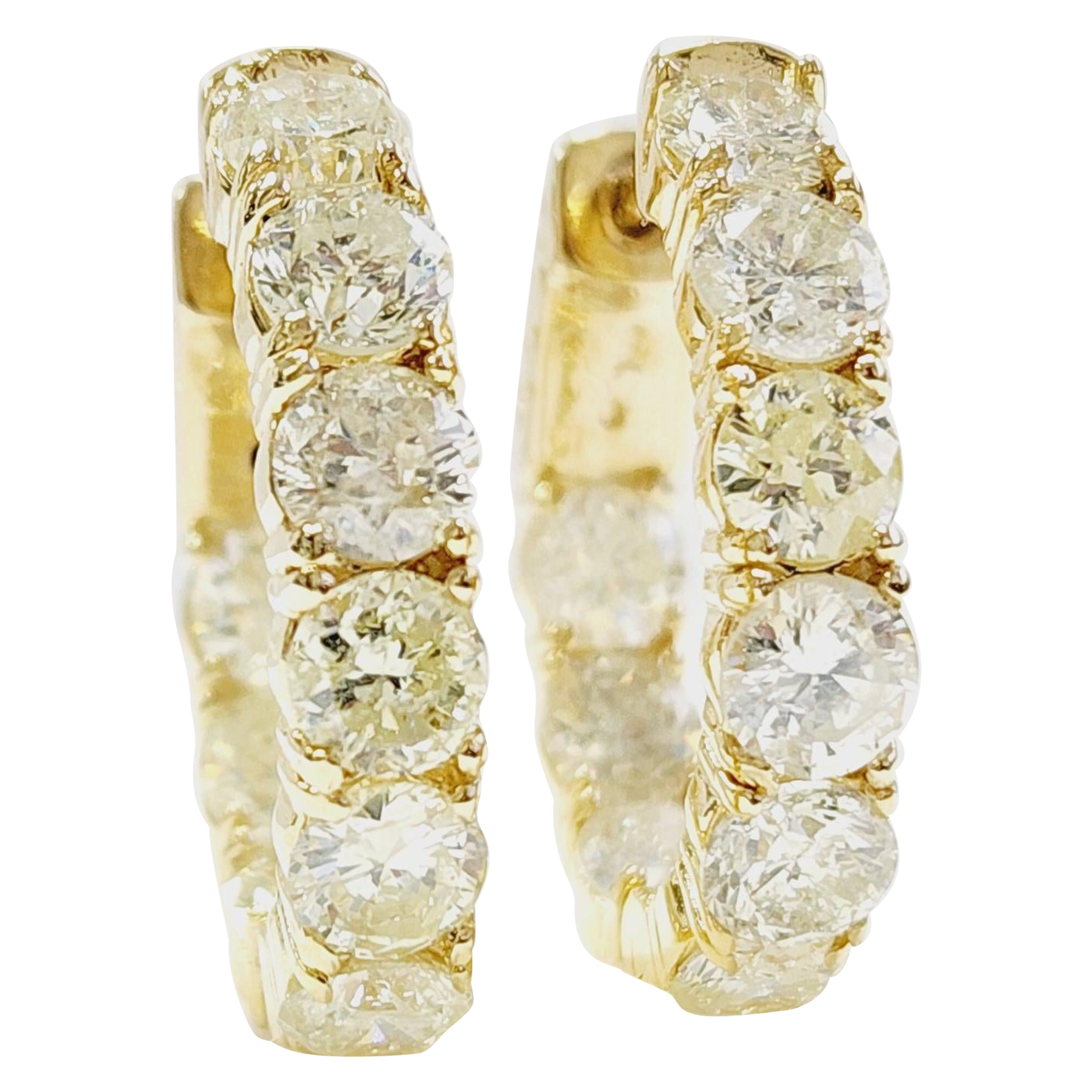 Pendientes Aros Diamante Natural 4,62 Quilates Oro Amarillo 14 Kilates