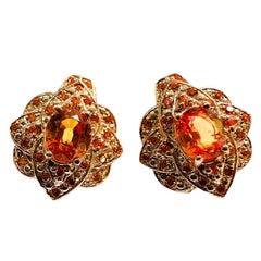 New African 1.90 Ct Orange Spessartite Garnet RGold Plated Sterling Earrings