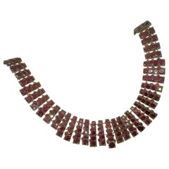 Victorian Garnet Collar Necklace Rare Flat Cut Bohemian Garnets Antique 1860