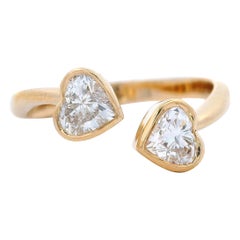 Alexander Beverly Hills 0,79 Karat herzförmiger Diamant Toi Et Moi Ring 18k