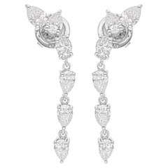2,33 Carati SI/H Pear Oval Brilliante Cut Diamond Dangle Orecchini in oro bianco 14k
