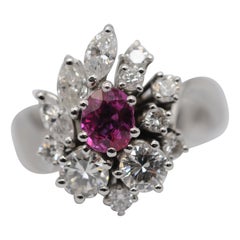 Anillo de 18 quilates con rubí natural de 0,50 ct, 12 diamantes (D-F, VVS-VS), diseño atemporal