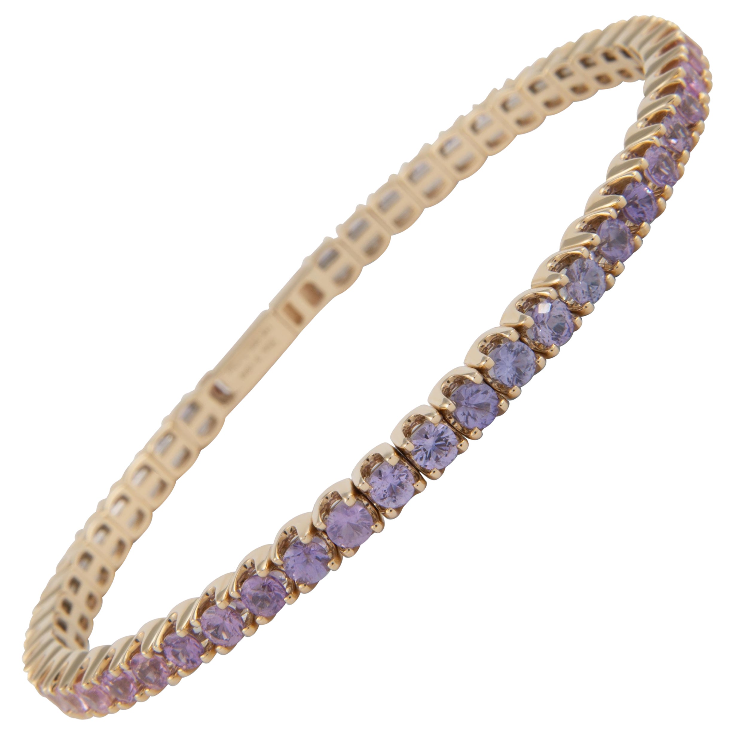 Flex-Armband aus Gelbgold von Alexander Beverly Hills mit 6,43 Karat rosa Saphir und Tennis