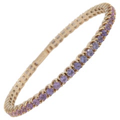 Flex-Armband aus Gelbgold von Alexander Beverly Hills mit 6,43 Karat rosa Saphir und Tennis