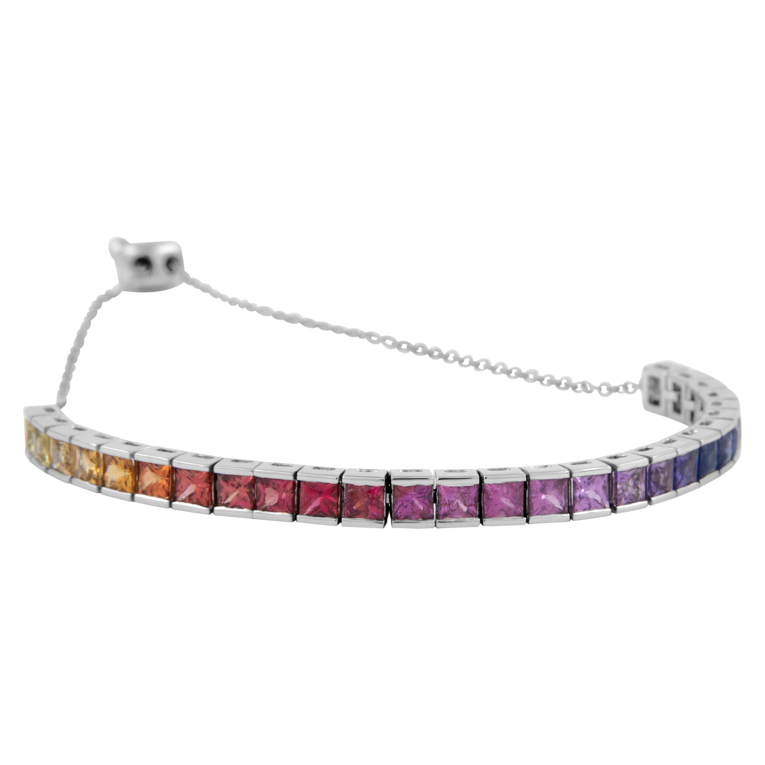 Alexander Beverly Hills 4.18ct Rainbow Sapphire Adjustable Bracelet White Gold