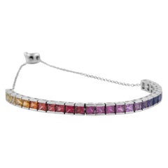 Alexander Beverly Hills 4.18ct Rainbow Sapphire Adjustable Bracelet White Gold