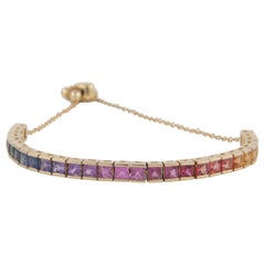 Alexander Beverly Hills Bracciale regolabile con zaffiro arcobaleno da 4,42 carati in oro giallo