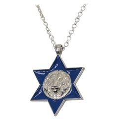 Pendentif en argent Lion de Juda Étoile de David