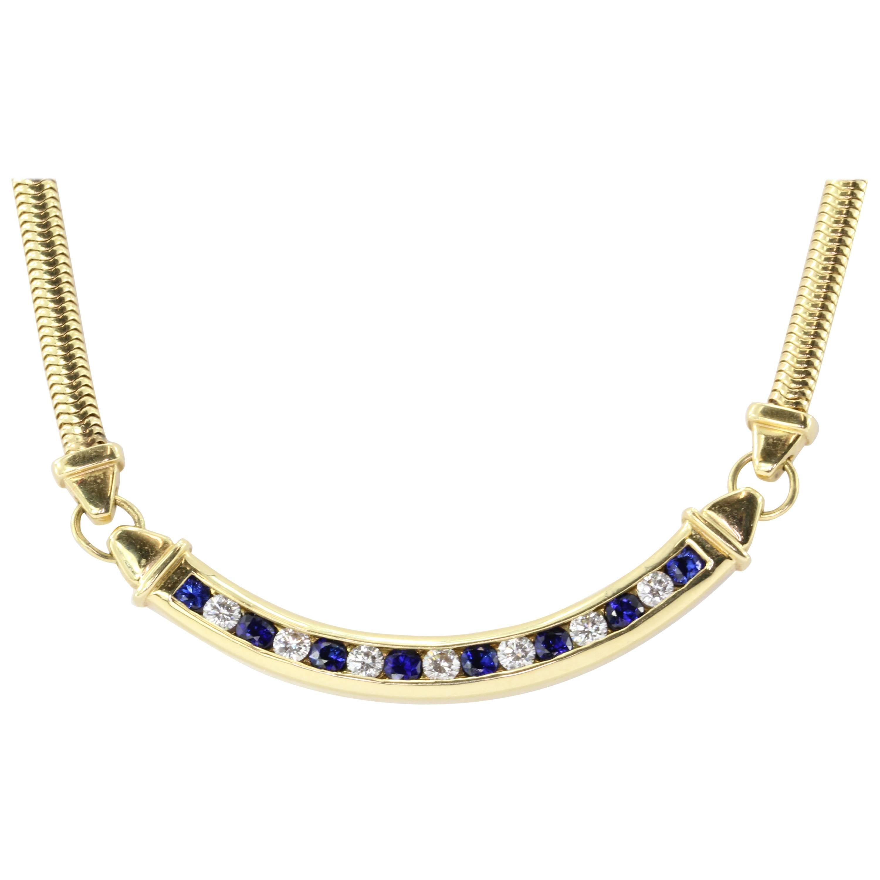 Tiffany & Co. Diamond Sapphire Gold Choker Necklace