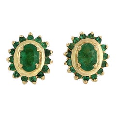 Meghna Jewels Pendientes de oro de 14 quilates con esmeralda
