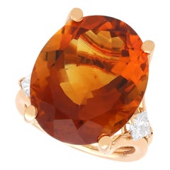 Anello con citrino da 17,81 carati e diamante da 0,51 carati, oro rosa 18 carati (1994)