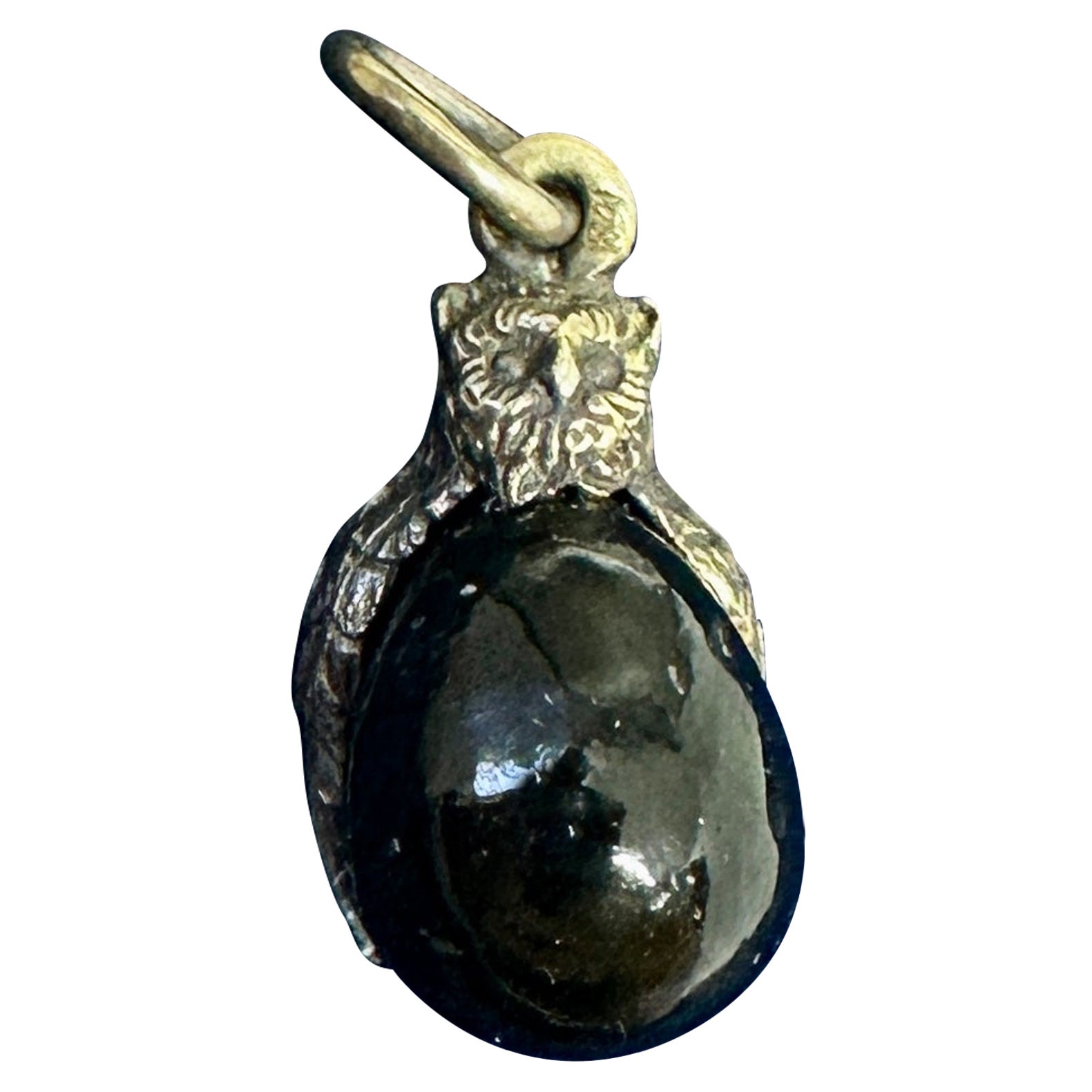 Owl Black Jade Easter Egg Pendant Necklace Charm Silver Oscar Pihl Russian For Sale