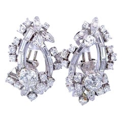 5 Carat Old European Cut Diamond and 2 Carat Center Diamond Drop Earring