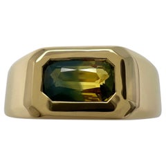 IGI Certified Bi Colour Blue Orange Sapphire Untreated 18k Gold East West Ring