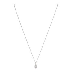 White Gold Diamond Halo Pendant Necklace 18" - 14k Marquise Rose .53ctw