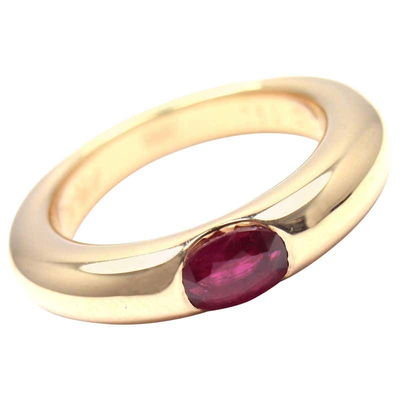 Cartier Ellipse Ruby Yellow Gold Band Ring at 1stDibs