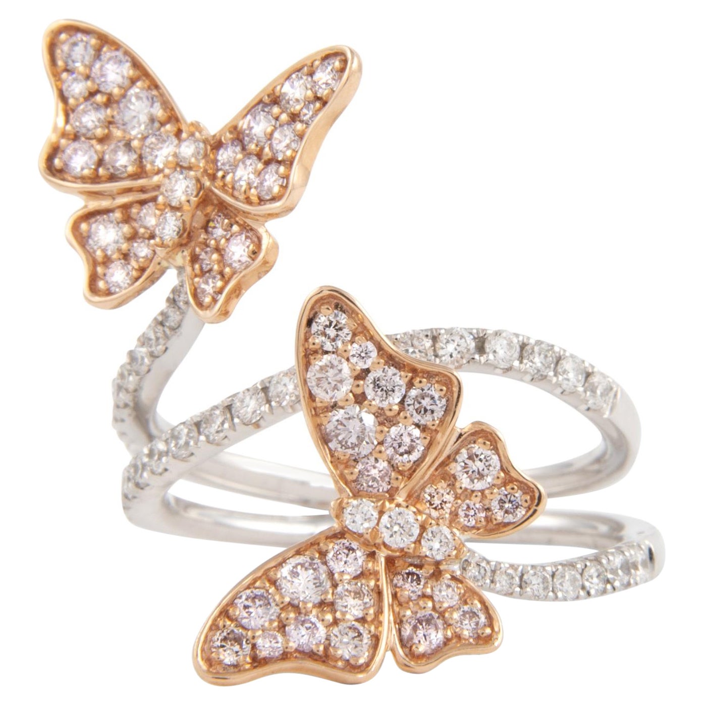 Anillo Mariposa Diamante Rosa 1,23ct Oro Rosa y Blanco en venta
