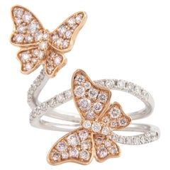 1.23ct Pink Diamond Butterfly Ring Rose & White Gold