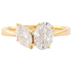 Alexander Beverly Hills 1,43 Karat Oval & Marquise Diamant Toi Et Moi Ring 18k