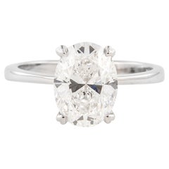 Anello di fidanzamento con diamanti D SI1 con taglio ovale certificato GIA da 2,61 carati in oro bianco