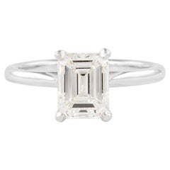 Anello di fidanzamento in oro bianco con diamanti I VS1, taglio smeraldo, certificato GIA da 1,70 ct.