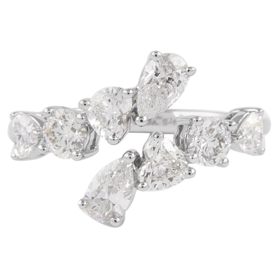 Alexander Beverly Hills 1.52ct Multi Diamond Bypass Ring 18k White Gold