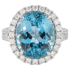 Alexander Beverly Hills GIA 8,20ct Oval Santa Maria Aquamarin Diamantring 18k