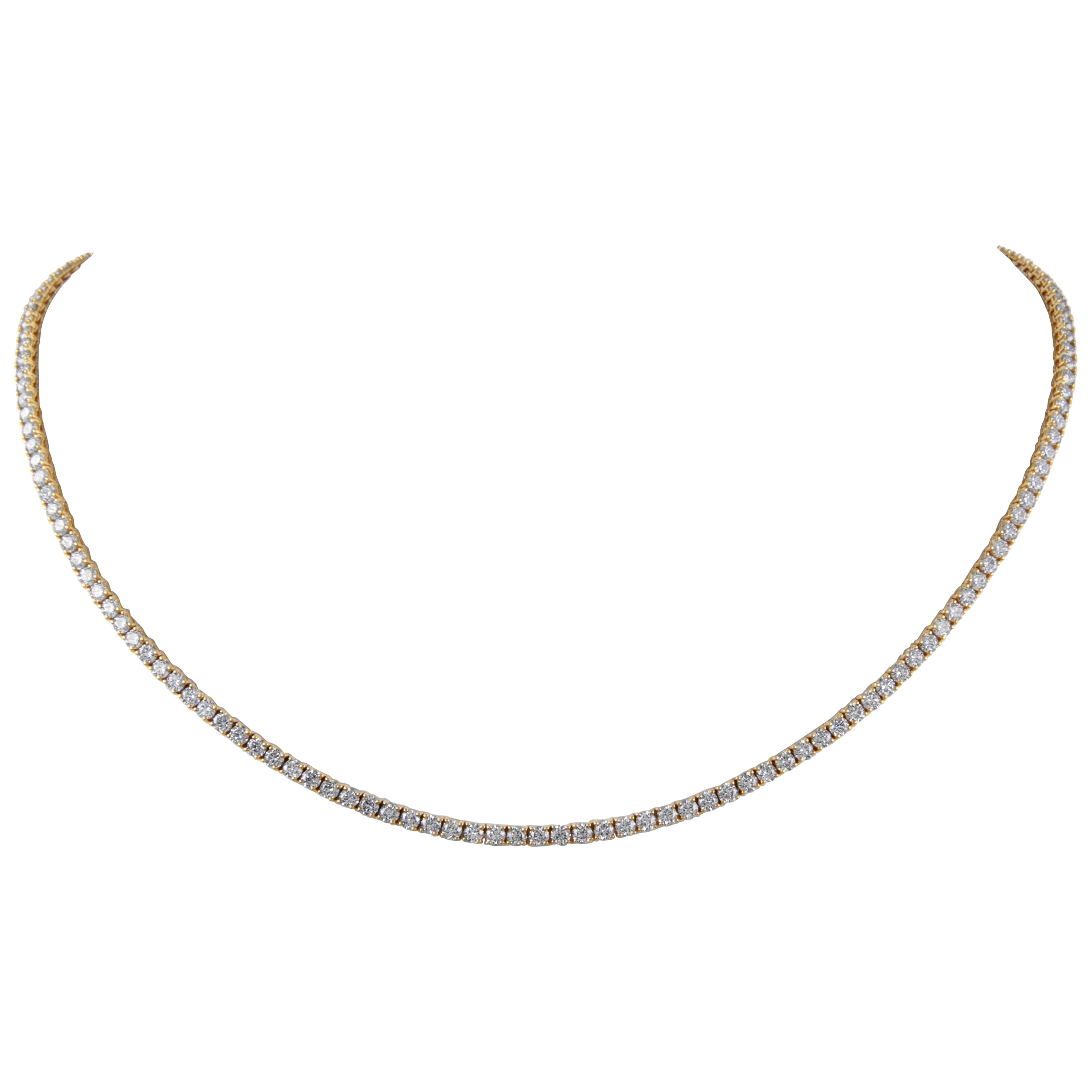 Alexander Beverly Hills 11.41ct Diamond Tennis Necklace 18k Yellow Gold 18.5in