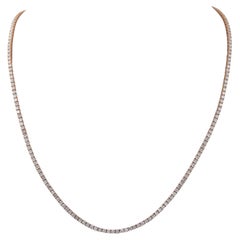Alexander Beverly Hills Collar de tenis con diamantes redondos de 13,95 ct y oro rosa de 24 pulgadas