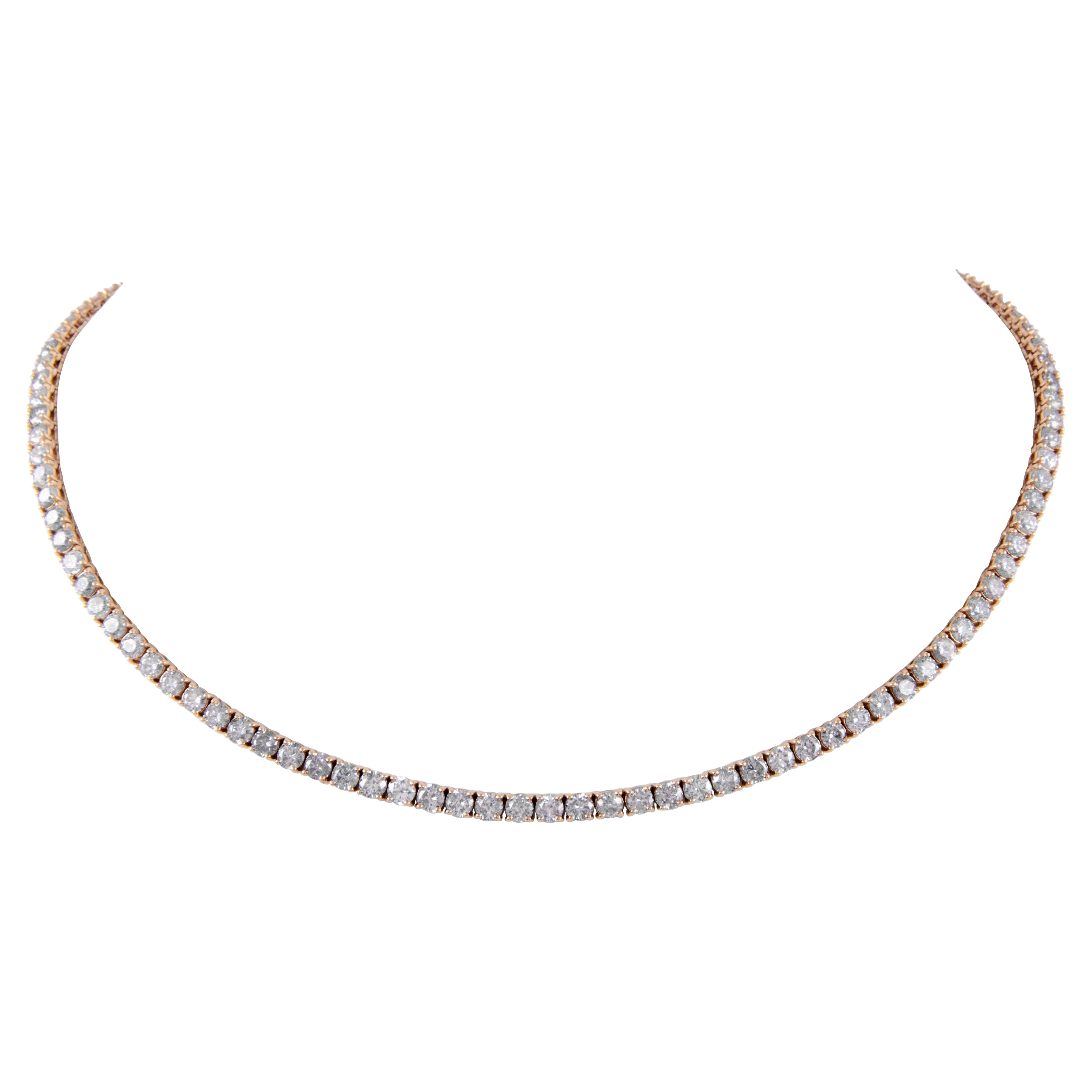 Alexander Beverly Hills 17.55ct Round Diamond Tennis Necklace Rose Gold