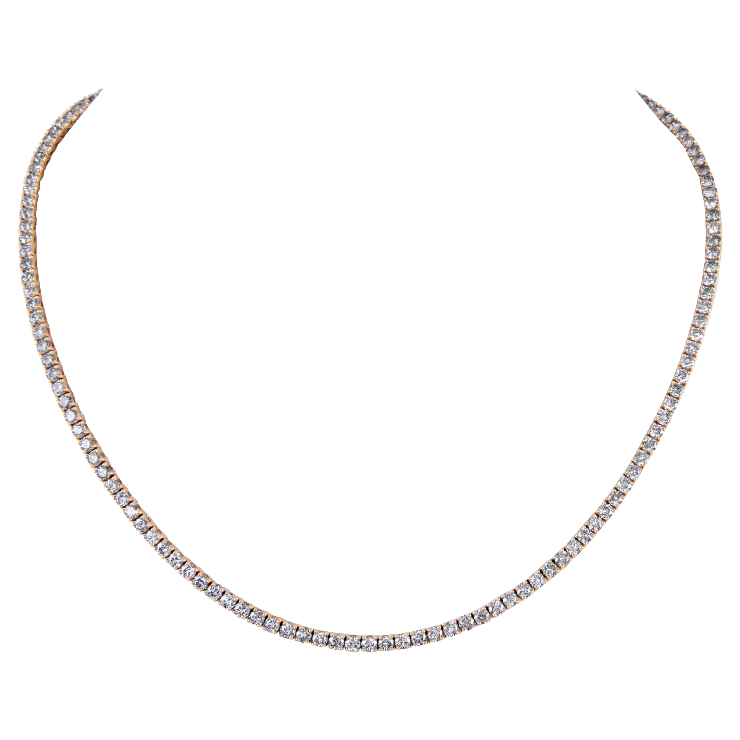 Alexander Beverly Hills 10.22ct Round Diamond Tennis Necklace Rose Gold