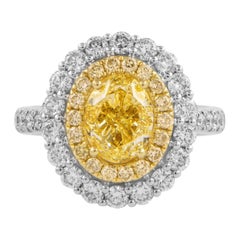 Alexander Beverly Hills GIA 2.00ct Yellow Diamond Double Halo Ring / Pendant 18k