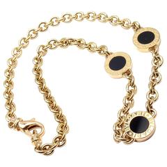 Bulgari Schwarzer Onyx Link Gelbgold Halskette