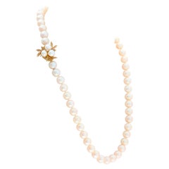 Akoya pearl necklace with 14K yellow gold "Flower" clasp