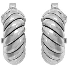 Sterling Silver David Yurman Torse Sculpted Cable Hoop Earrings