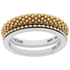 18K yellow gold and sterling silver Lagos "Caviar" 2 rings set