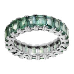 14k white gold Green sapphire eternity band