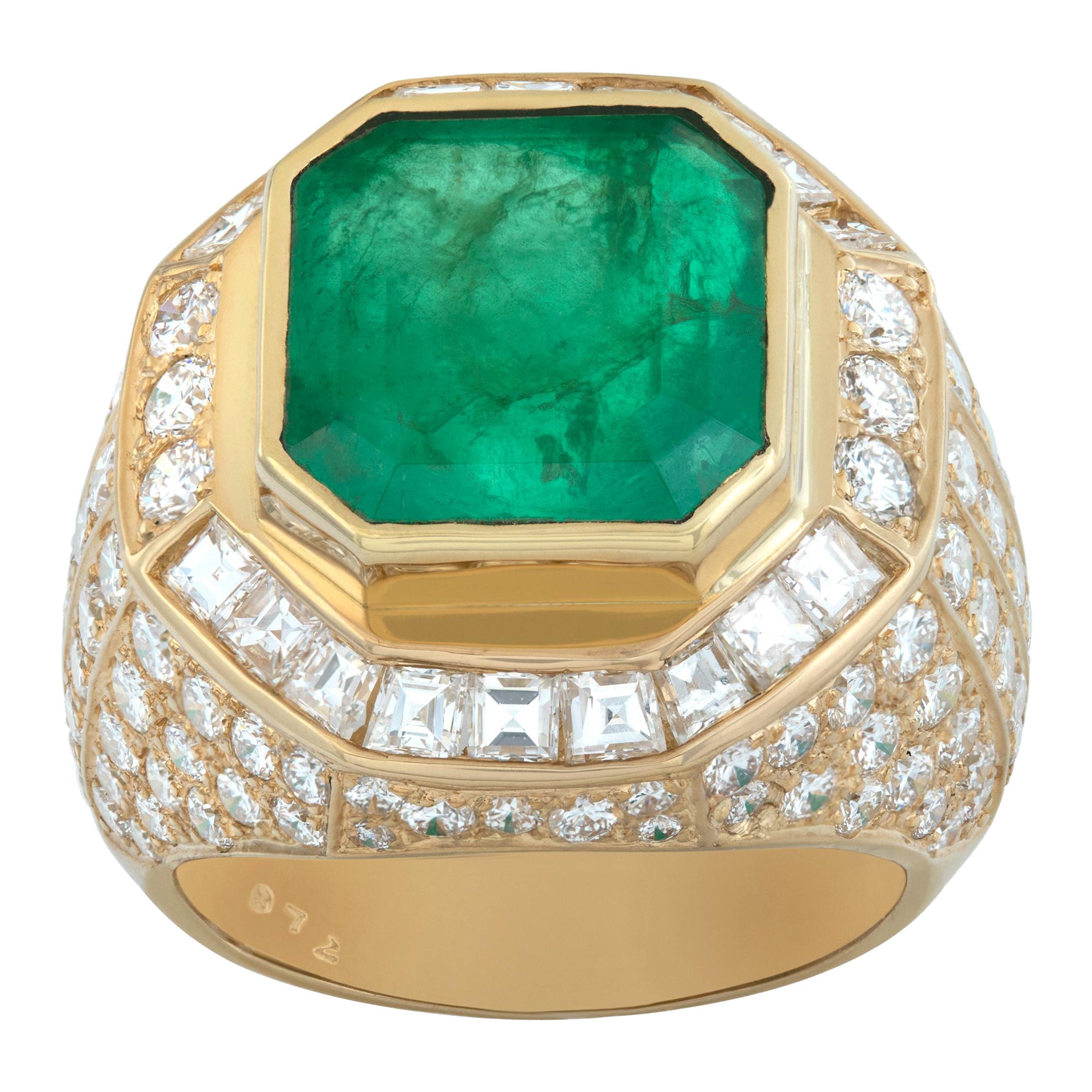 Anillo de Esmeralda Colombiana, oro amarillo de 18 quilates, certificado AGL