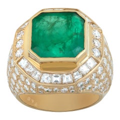 Anillo de Esmeralda Colombiana, oro amarillo de 18 quilates, certificado AGL