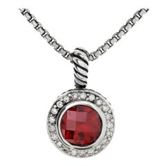 Garnet and diamonds David Yurman Petit Albion pendant on chain