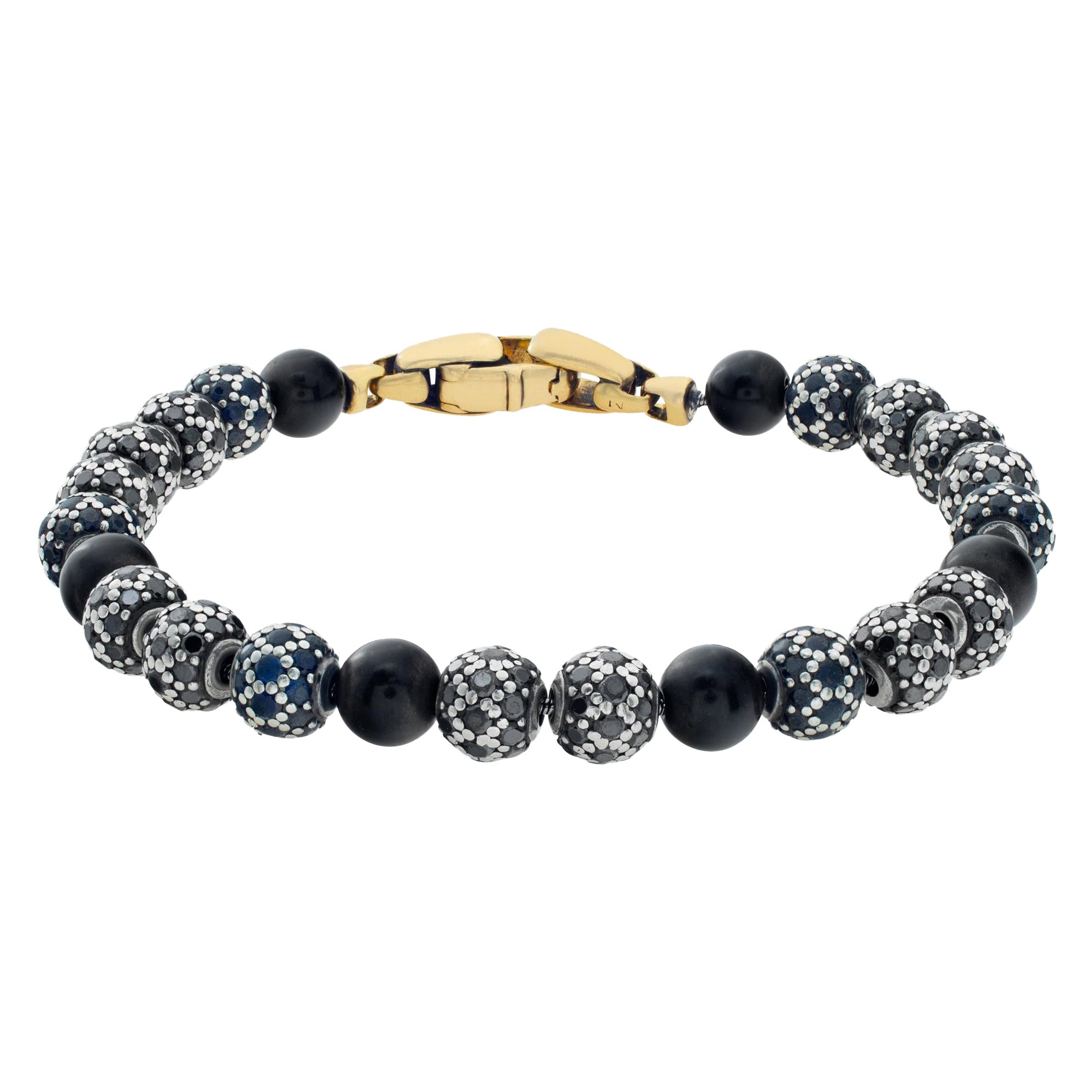 18k gold David Yurman Spiritual Bead bracelet with black onyx and black diamonds
