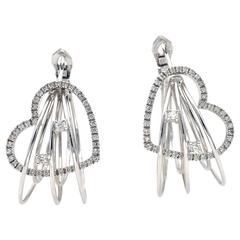Diamond and Gold Hearts Hoop Earrings 6