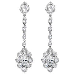 1.50 Carat Marquise and 5 Carat Rose Cut Diamond Earring, 18 Karat Gold